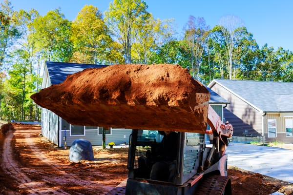 Bulldozer moving soil for grading